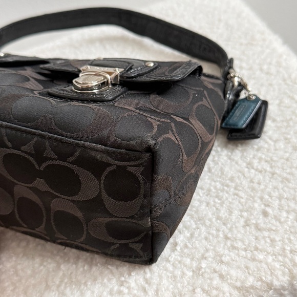 Coach Poppy Sateen Demi Shoulder Bag Signature Jacquard Black Silver - Picture 11 of 11